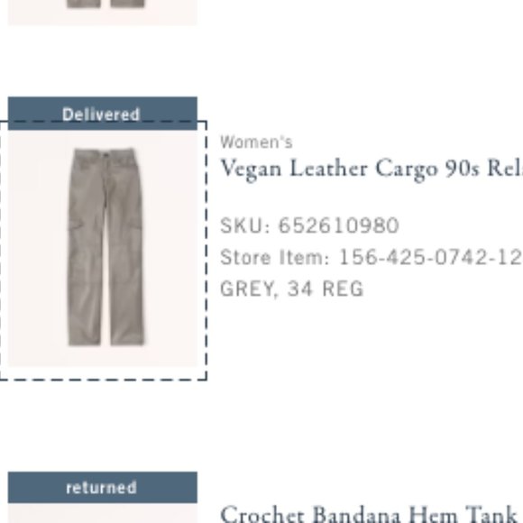 Abercrombie Women's Vegan Leather Cargo 90s Relaxed Pant Gray 34 reg - Picture 8 of 14